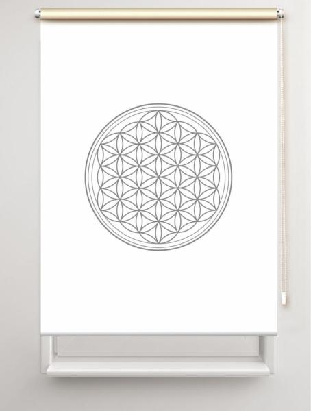 Rollo Blume des Lebens grau blanco  - Sichtschutz Extartiqe